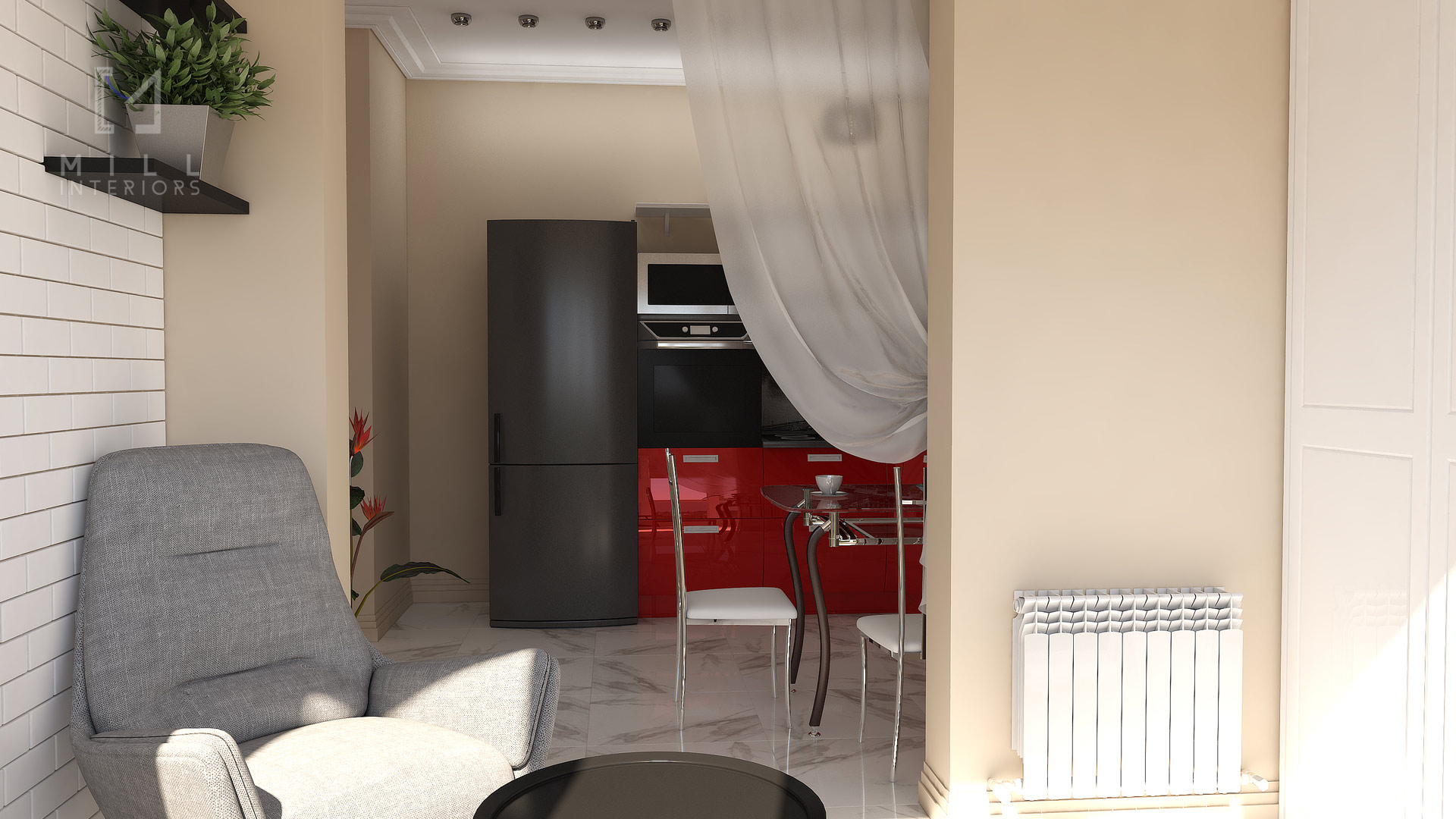 Дизайн интерьера однокомнатной квартиры - Mill interiors - фабрика ...
